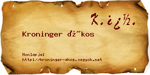 Kroninger Ákos névjegykártya